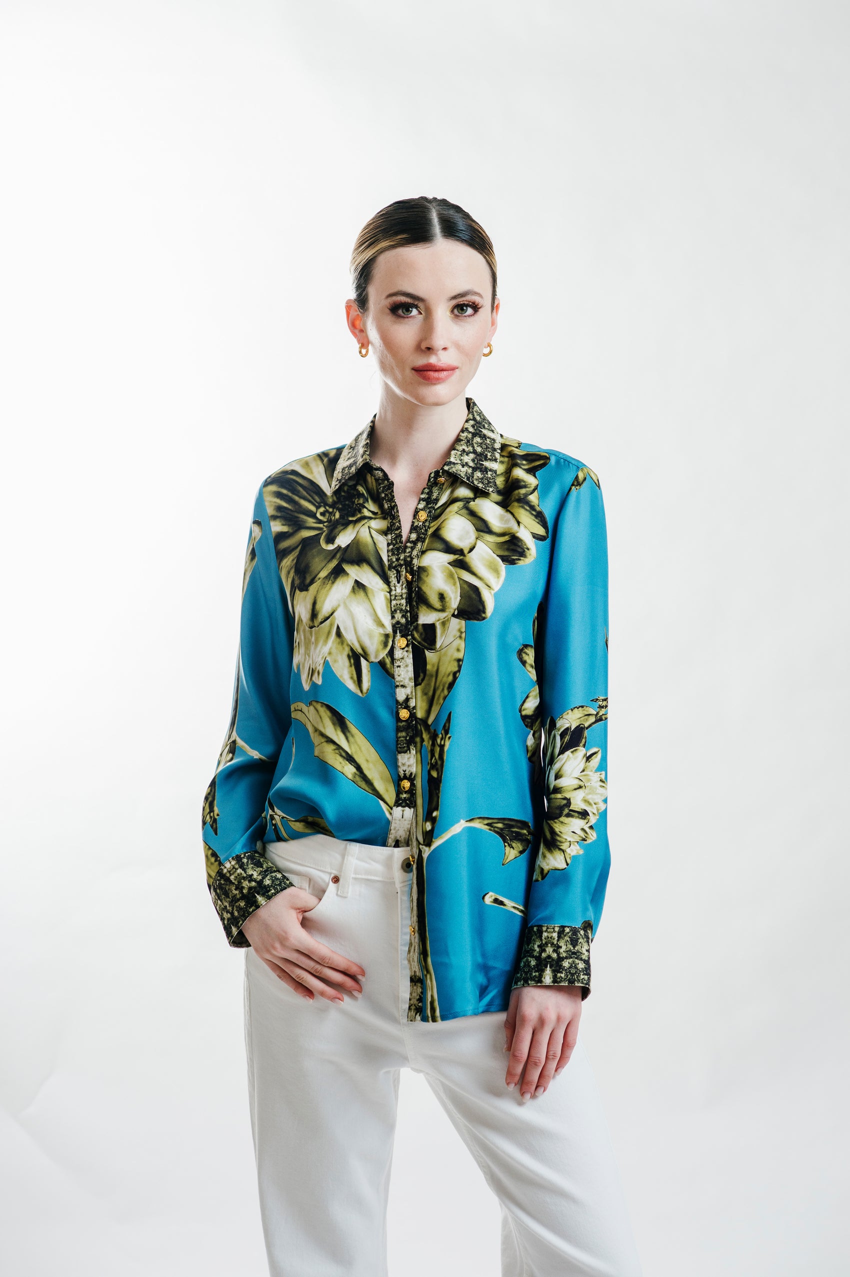 Imbali Silk Button-Down Blouse