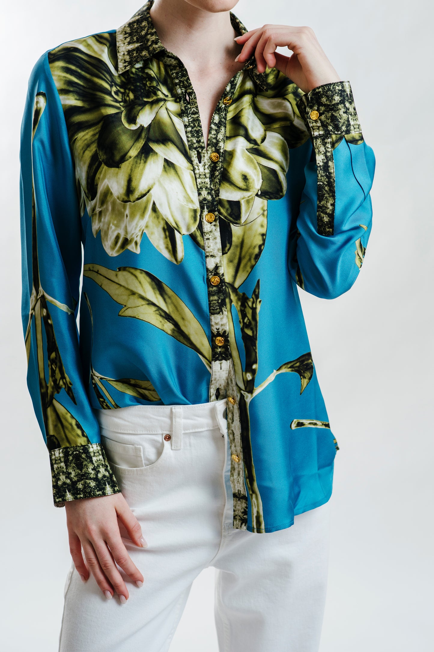 Imbali Silk Button-Down Blouse