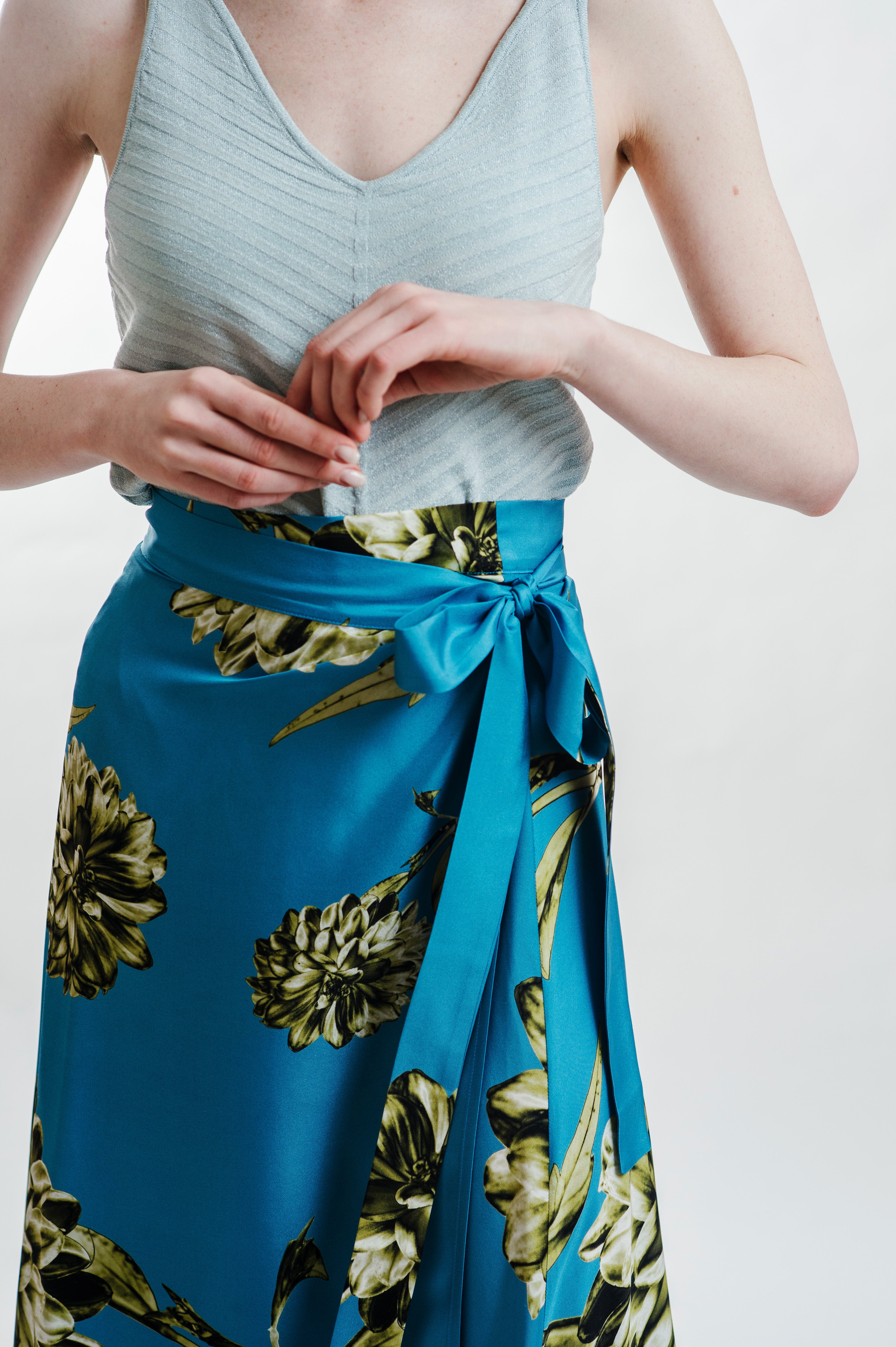 Solea Bloom Silk Twill Wrap Skirt