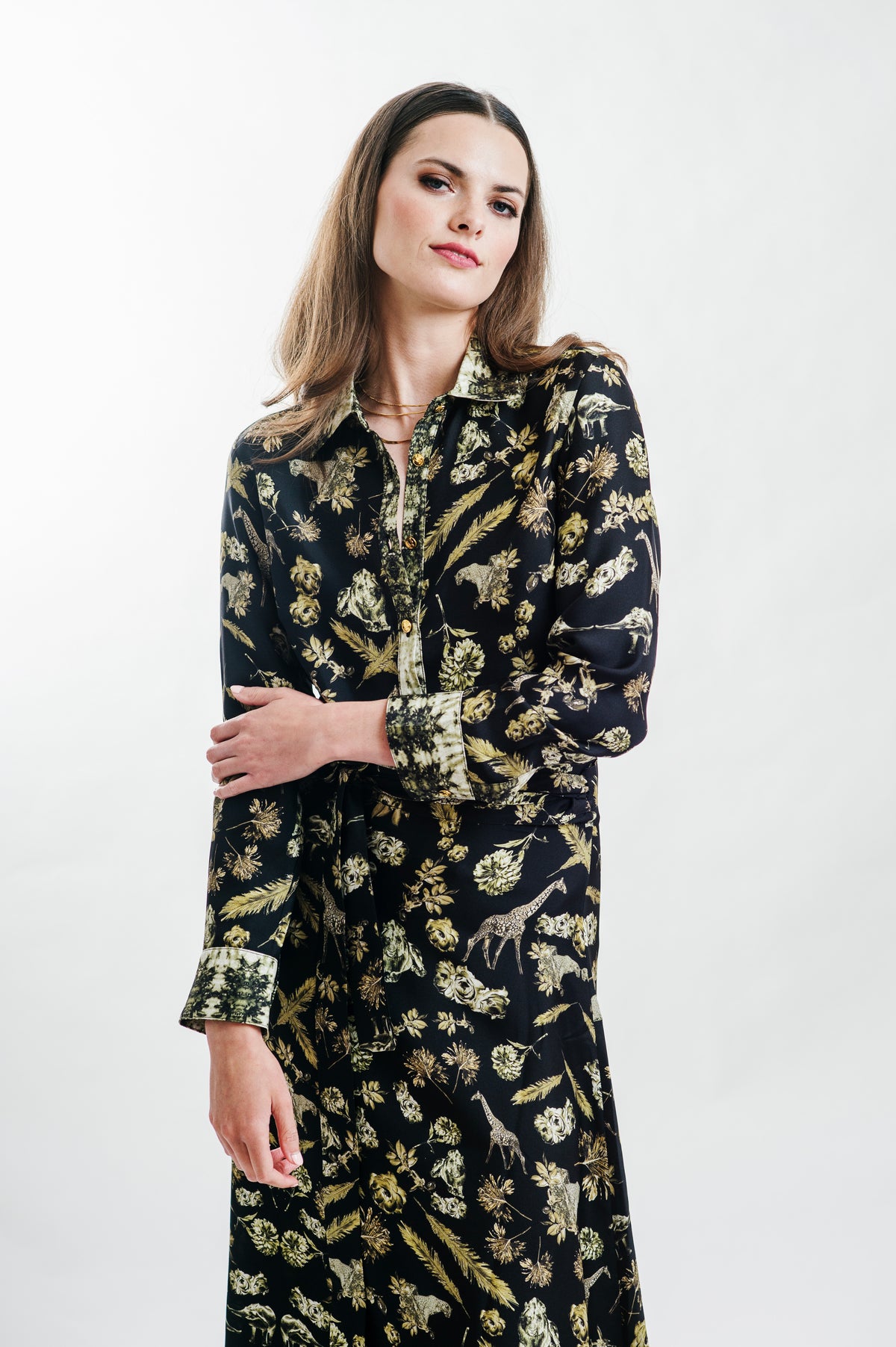 Gilded Savannah Silk Twill Blouse