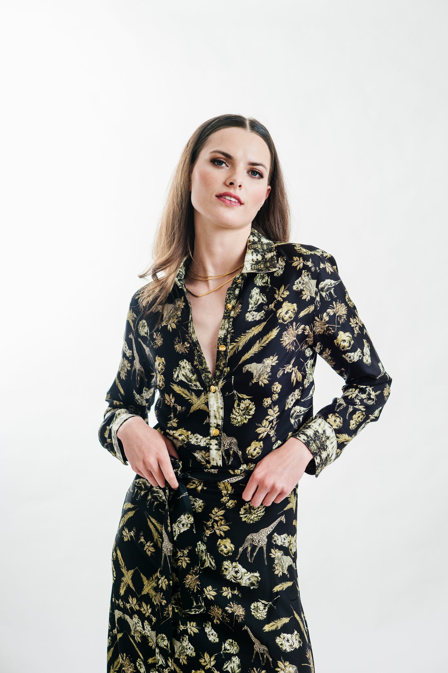 Tisela Silk Twill Wrap Skirt