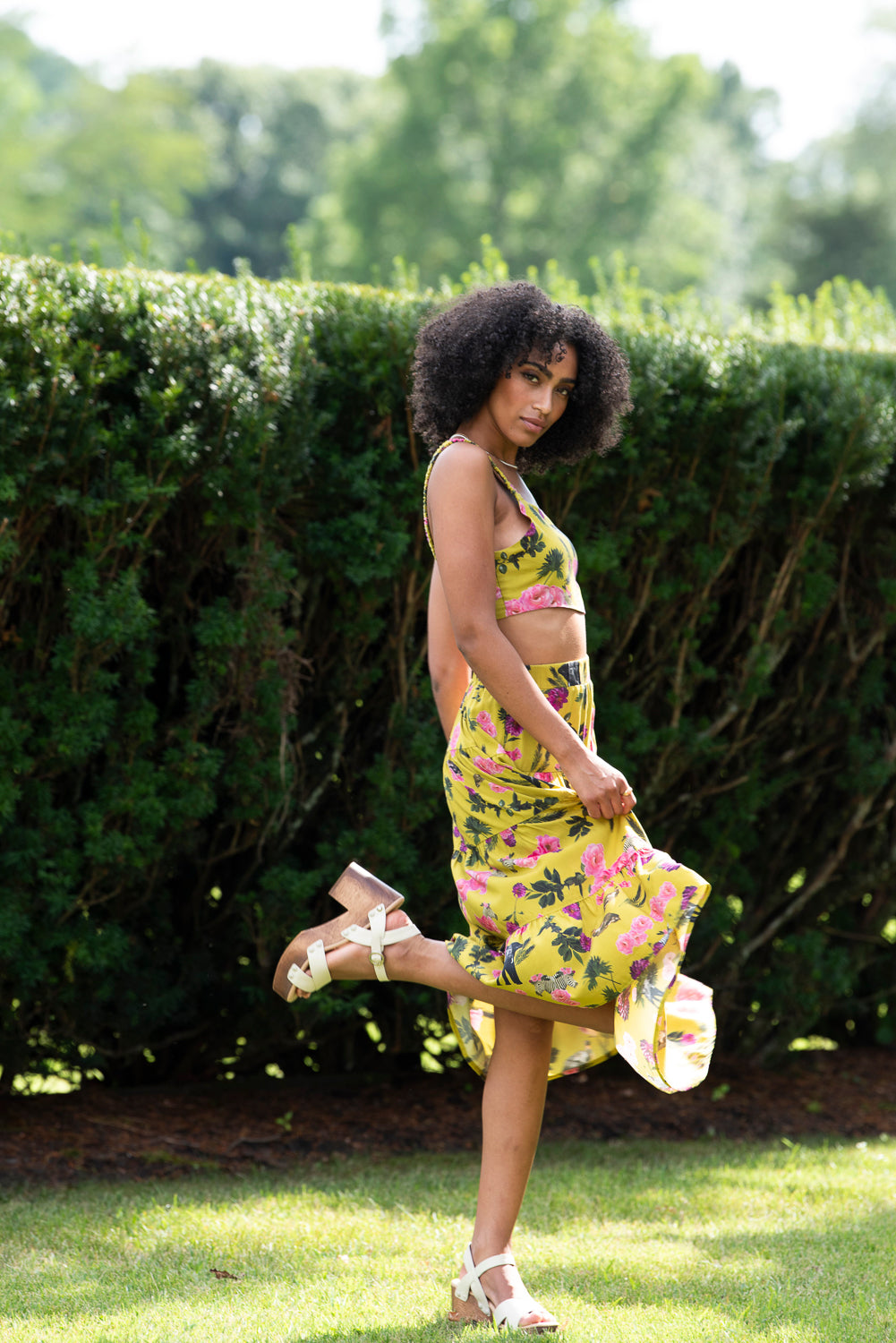 The Engagement in Chartreuse Crop Top & Maxi Skirt Set