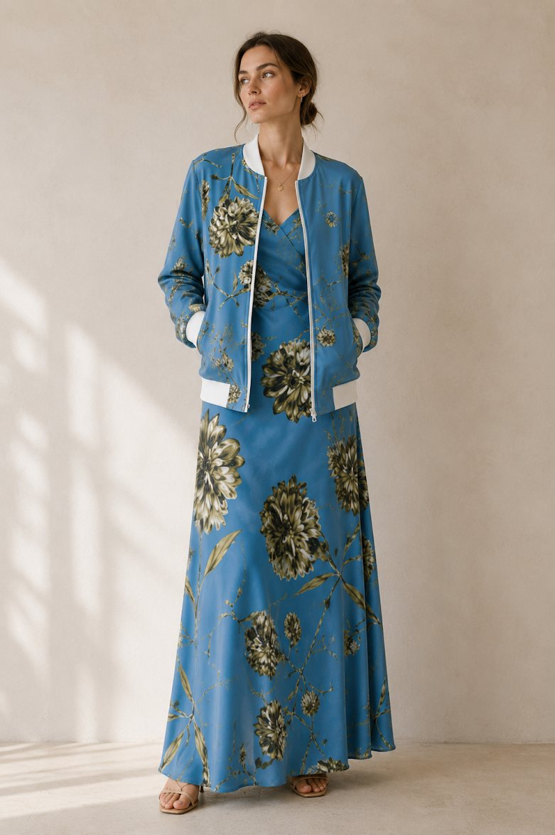 Solea Bloom Reversible Silk Bomber Jacket