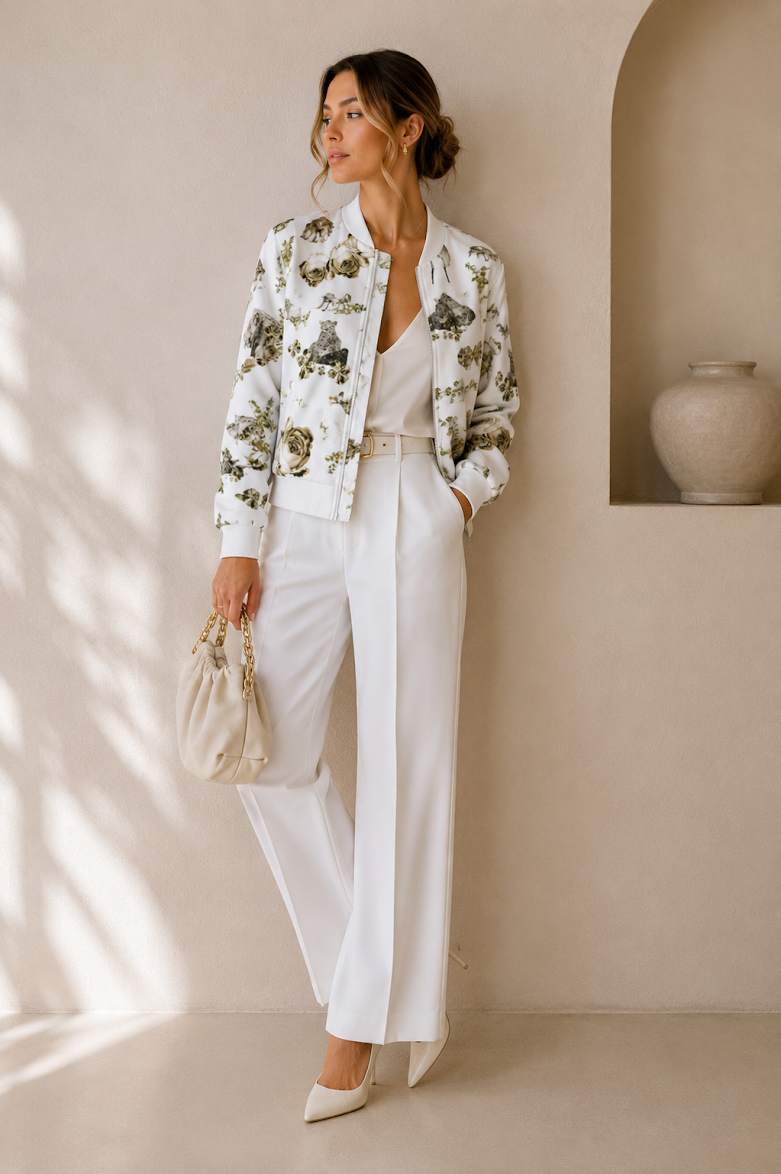 Solea Bloom Reversible Silk Bomber Jacket