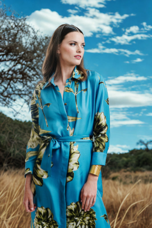 Imbali Silk Twill Shirt Dress