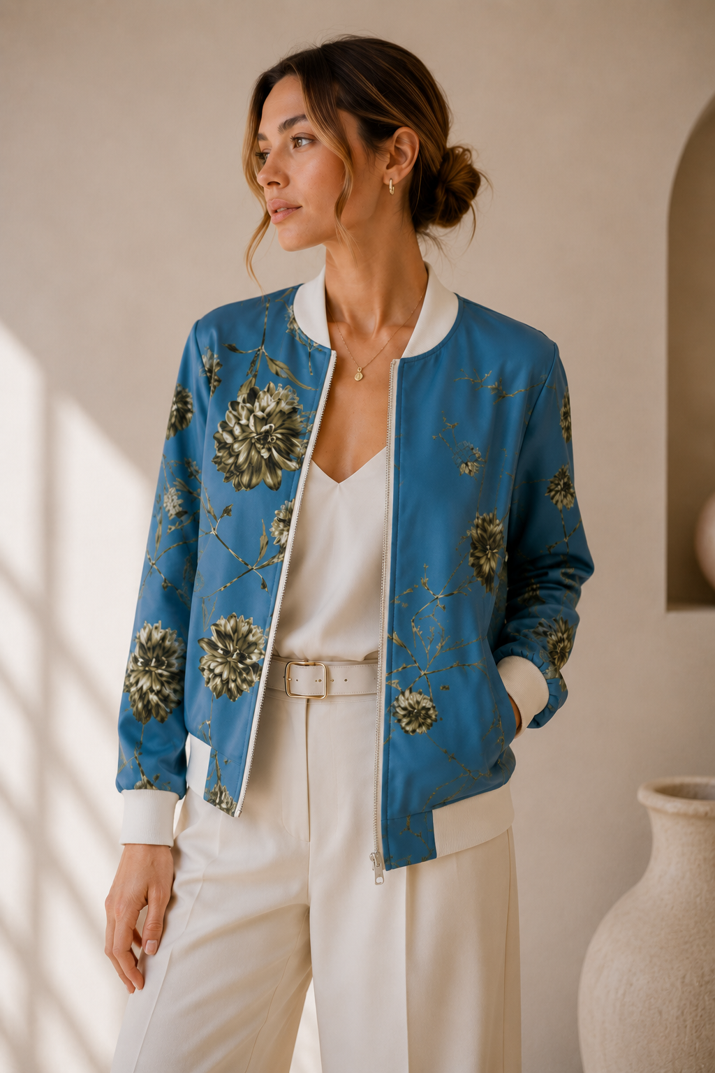 Solea Bloom Reversible Silk Bomber Jacket